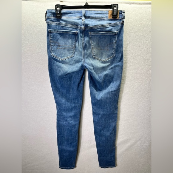 American Eagle Next Level Stretch Jegging Jeans Womens 6 Long Blue Denim 2570 - Picture 8 of 11